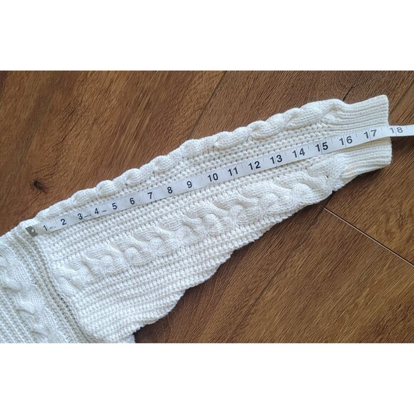 Vintage Cable Knit Sweater Womens S White Cream Mock Neck Fisherman 80s 90s - Picture 7 of 11